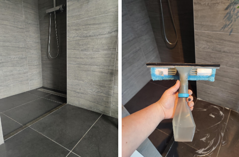 Kalk aanslag verwijderen van zwarte badkamertegels in vijf stappen! Happy Ayla